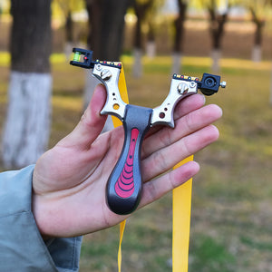 Dim Gray Alloy Cobra Quick Pressure Laser Light Infrared Slingshot Outdoor Target Shooting INDIAN SLINGSHOT