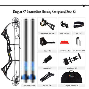 White Smoke Sanlida® New Dragon X7 Compound Bow 70lbs Full Kit SANLIDA