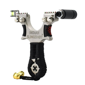 Gray Indian Bulls Eye Stainless Steel Slingshot for Target Shooting INDIAN SLINGSHOT