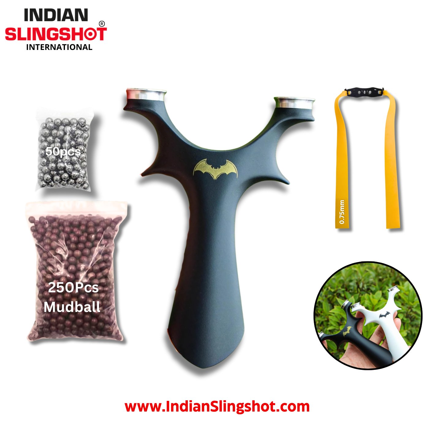 White Smoke Round-Head Bat Resin Slingshot INDIAN SLINGSHOT