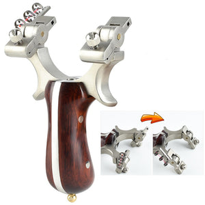 Light Gray Rotating Bow Head Stainless Steel Wooden Slingshot For Quick Target Shooting With Triple Sight INDIAN SLINGSHOT