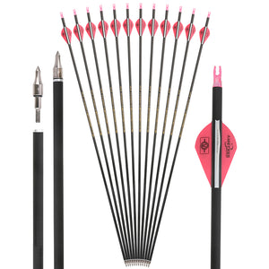 Dark Slate Gray Pure Carbon Arrows Pure Carbon Arrow ID 6.2 Spine 300 350 400 500 600 For Compound Recurve Traditional Bow Arrows INDIAN SLINGSHOT