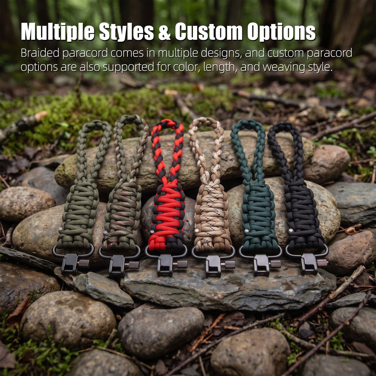 Black 20cm Braided Paracord Sling Swivel Lanyard with Quick Detach Clip MARKSMAN