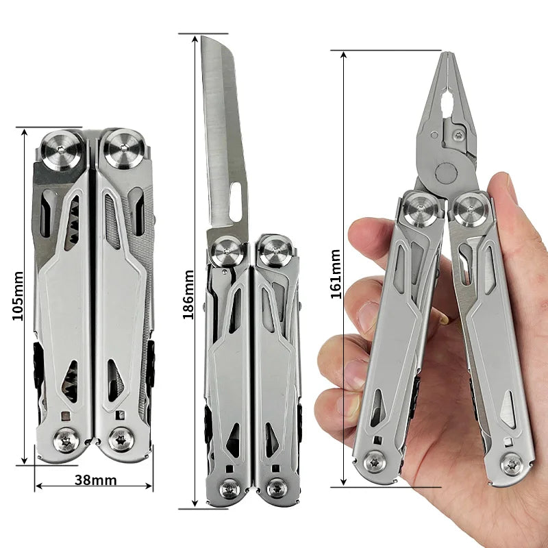 White Smoke 28 in 1 Folding Pocket Multi Tool Stainless Steel Pliers MARKSMAN
