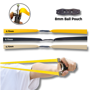 Light Gray Pack of 3 Slingshot Replacement Flat Bands | 17cm, 20cm & 24cm | 0.75mm | Yellow, Black & White | Natural Latex Sling Tool Catapult Accessories INDIAN SLINGSHOT