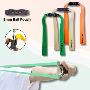 Beige 3-Pieces Flag Rubber Slingshot Replacement Bands | 17cm, 20cm & 24cm | 0.75mm Flat Latex Bands in Orange, White & Green | Sling Tool Accessories INDIAN SLINGSHOT