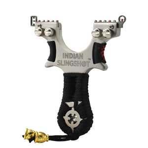 Gray Indian Bulls Eye Stainless Steel Slingshot for Target Shooting INDIAN SLINGSHOT