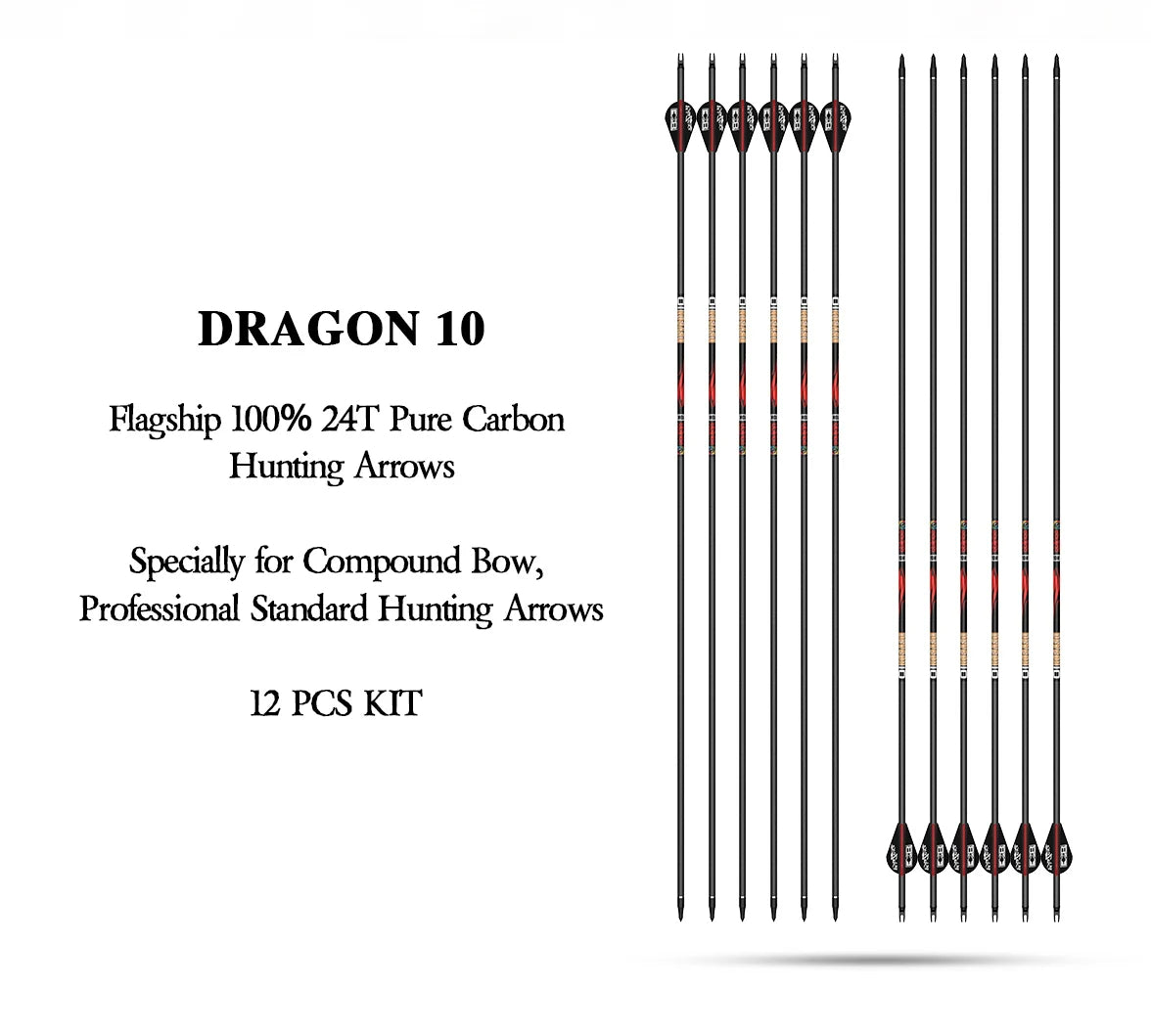 Dark Slate Gray Sanlida® Dragon 10 Carbon Arrows (12 Pieces) SANLIDA