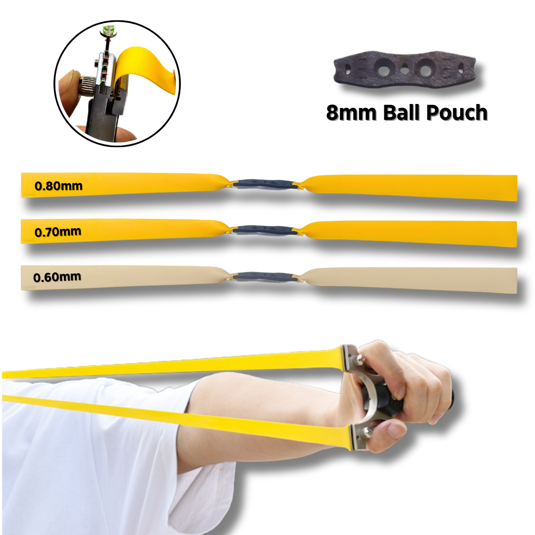 Light Gray Pack of 3 Slingshot Replacement Flat Bands | 17cm, 20cm & 24cm | 0.60mm, 0.70mm & 0.80mm | White & Yellow | Natural Latex Slingshot Catapult Accessories INDIAN SLINGSHOT