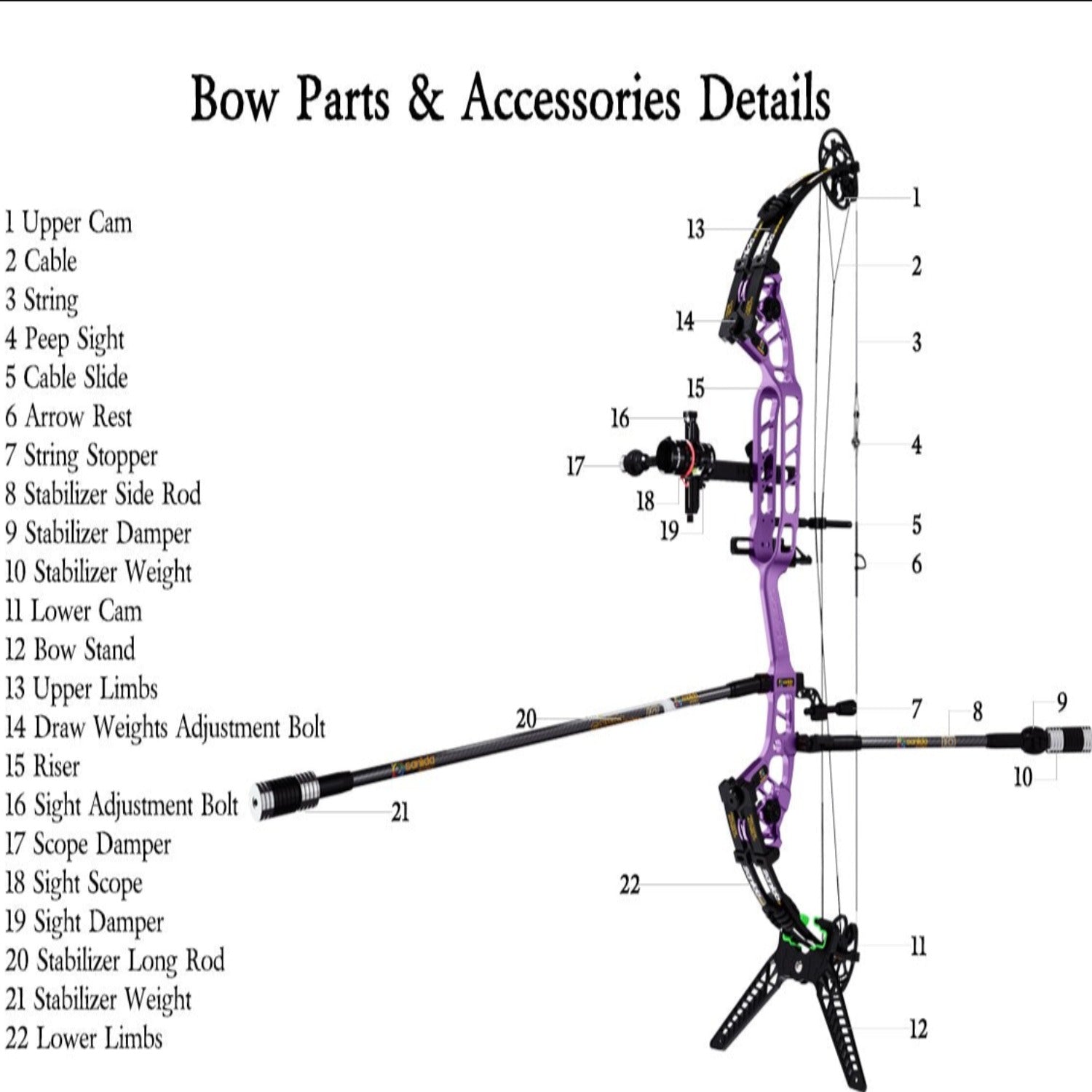 Black Sanlida® Archery 37“ Hero 10 II Target Compound Bow Kit With Full Modules SANLIDA
