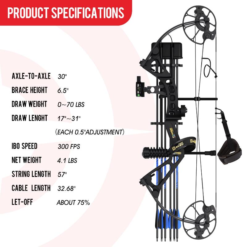 White Smoke Sanlida® New Dragon X7 Compound Bow 70lbs Full Kit SANLIDA