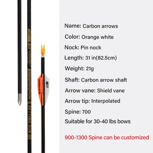 White Smoke SPG 4.2mm Carbon Arrows – 31" Precision Archery Shafts (Spine 700-1300) SPG