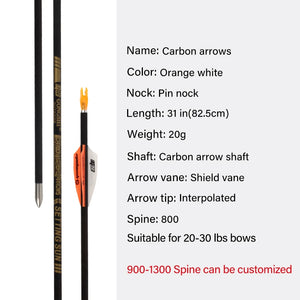 White Smoke SPG 4.2mm Carbon Arrows – 31" Precision Archery Shafts (Spine 700-1300) SPG
