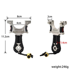 Gray Indian Bulls Eye Stainless Steel Slingshot for Target Shooting INDIAN SLINGSHOT