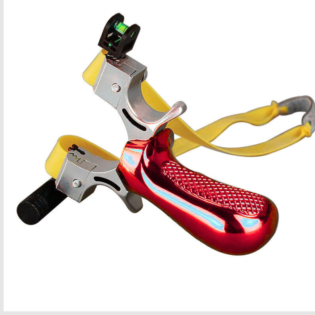 White Smoke Red Single Screw Resin Slingshot with Level Sight – Portable Outdoor Recreational Frame MARKSMAN