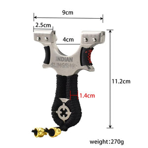 Dark Gray Indian Bulls Eye Stainless Steel Slingshot for Target Shooting INDIAN SLINGSHOT