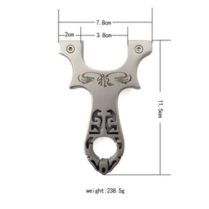 Dark Gray Dual Wolves Cut Stainless Steel Slingshot MARKSMAN