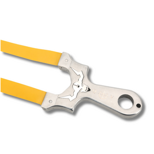 Goldenrod Bull Head QHV Stainless Steel Slingshot MARKSMAN