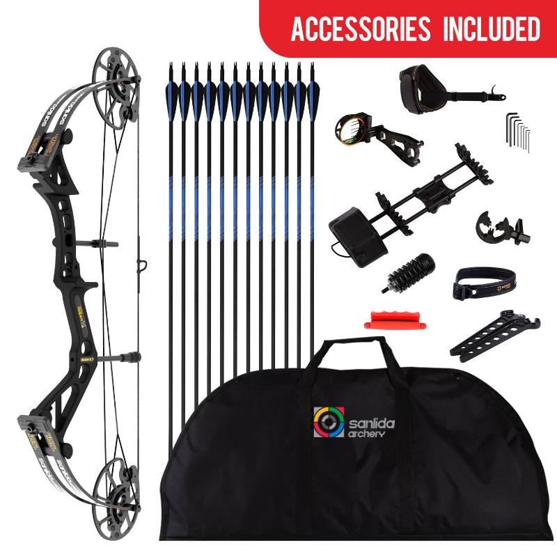 Tan Sanlida® New Dragon X7 Compound Bow 70lbs Full Kit SANLIDA