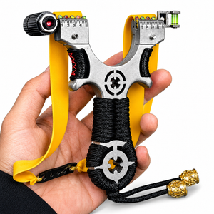 White Smoke Bullseye Alloy Slingshot with 0.75mm Yellow Band Combo Kit MARKSMAN