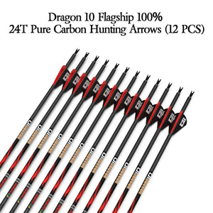 Black Sanlida® Dragon 10 Carbon Arrows (12 Pieces) SANLIDA