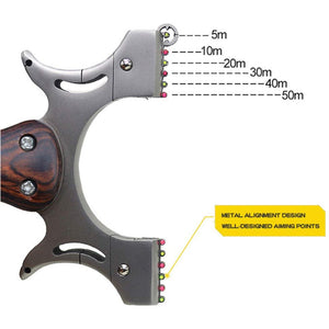 Dim Gray Multi Sight Wooden Handle Stainless Steel Slingshot INDIAN SLINGSHOT