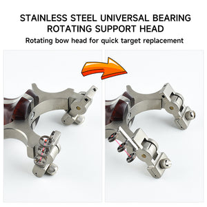 White Smoke Rotating Bow Head Stainless Steel Wooden Slingshot For Quick Target Shooting With Triple Sight INDIAN SLINGSHOT