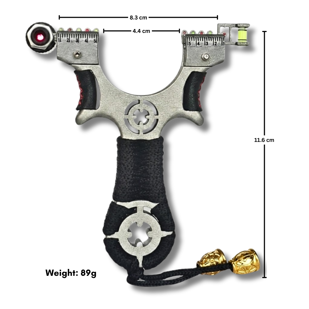 White Smoke Bullseye Compact Alloy Slingshot | Anti-Slip Rope Handle for Outdoor Practice & Educational Use MARKSMAN