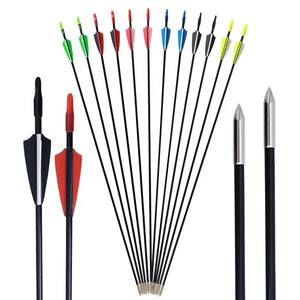 Dark Slate Gray SPG 6mm Fiberglass Arrows – 80cm Archery Arrows with Steel Tips SPG