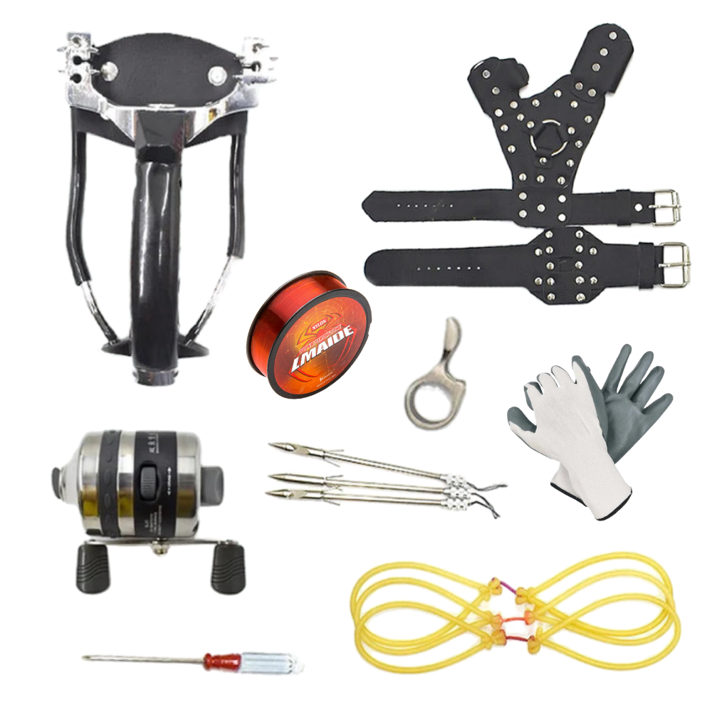 White Smoke Stainless Steel Fishing Slingshot with Plastic and Metal Reel Combo for Outdoor Fishing Slingshot Catapult INDIAN SLINGSHOT