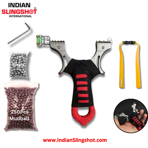 White Smoke RedCore Stainless Steel Slingshot – Compact Precision Handle Design with Laser Sight & Level Indicator INDIAN SLINGSHOT