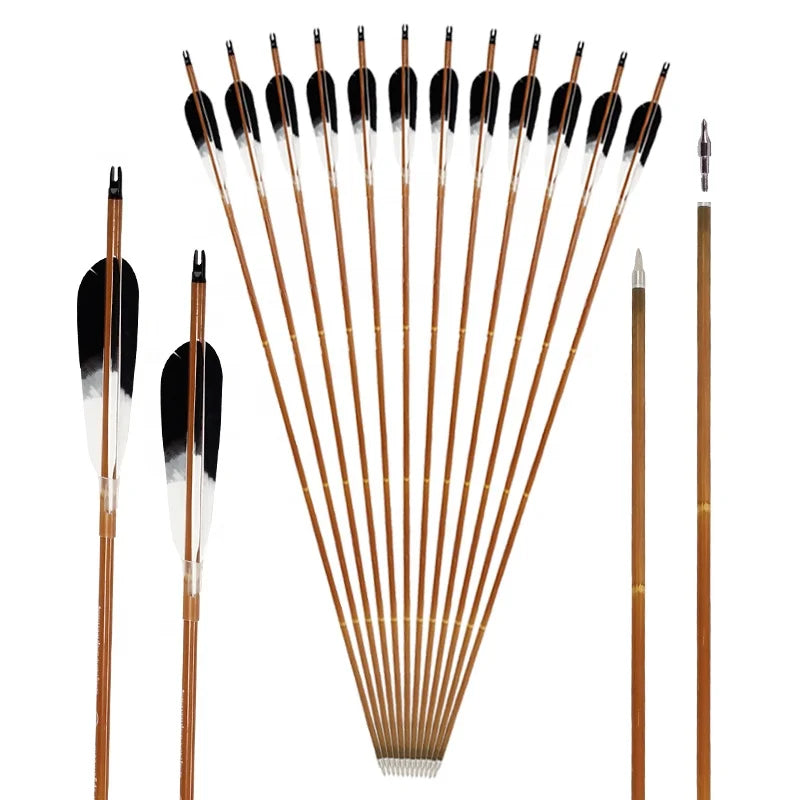 Antique White SPG 83cm Carbon Arrows | 400–600 Spine Turkey Feather Target Arrows SPG