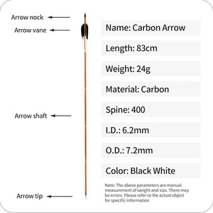 White Smoke SPG 83cm Carbon Arrows | 400–600 Spine Turkey Feather Target Arrows SPG
