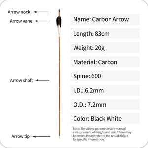White Smoke SPG 83cm Carbon Arrows | 400–600 Spine Turkey Feather Target Arrows SPG