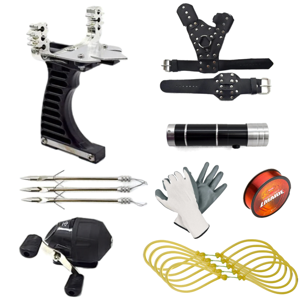 White Smoke Powerful Black Outdoor Fishing Slingshot With Flash Light Combo Set Slingshot MARKSMAN