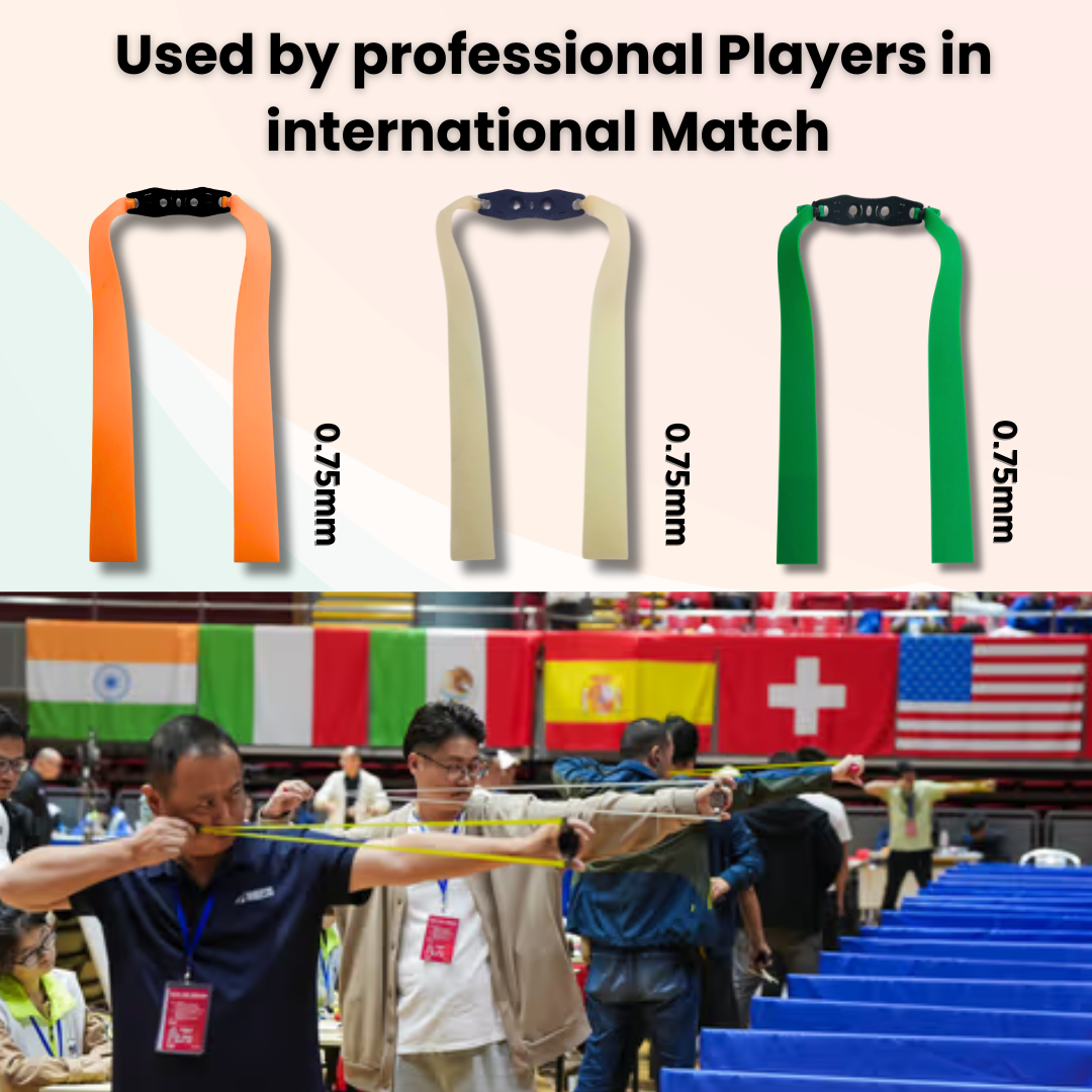 Dark Slate Gray 3-Pieces Flag Rubber Slingshot Replacement Bands | 17cm, 20cm & 24cm | 0.75mm Flat Latex Bands in Orange, White & Green | Sling Tool Accessories INDIAN SLINGSHOT