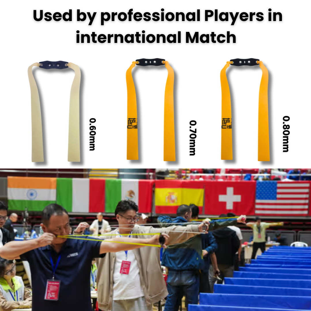 Dark Gray Pack of 3 Slingshot Replacement Flat Bands | 17cm, 20cm & 24cm | 0.60mm, 0.70mm & 0.80mm | White & Yellow | Natural Latex Slingshot Catapult Accessories INDIAN SLINGSHOT