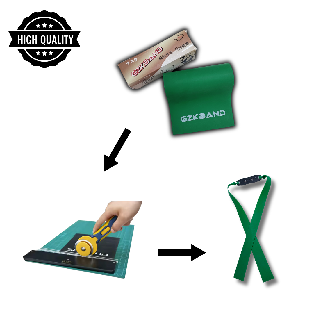 Gray Pack of 3 Slingshot Replacement Flat Bands | 17cm, 20cm & 24cm | 0.60mm, 0.75mm & 0.80mm |  Natural Rubber Color, Yellow & Green | Natural Latex Slingshot Catapult Accessories INDIAN SLINGSHOT