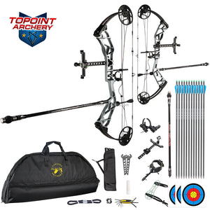 White Smoke TOPOINT T1 Target Compound Bow Competition Package with 12 Arrows Topoint