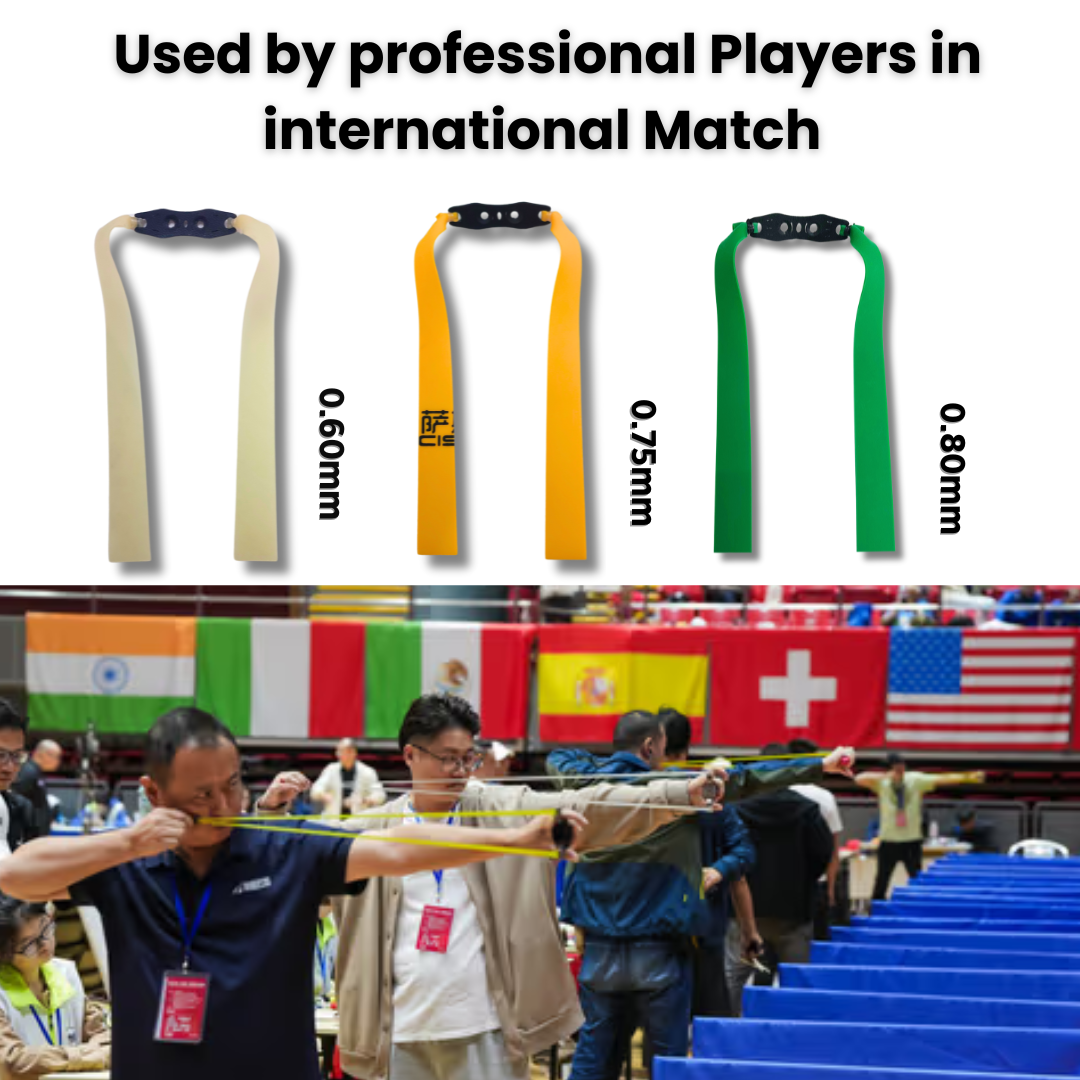 Dark Slate Gray Pack of 3 Slingshot Replacement Flat Bands | 17cm, 20cm & 24cm | 0.60mm, 0.75mm & 0.80mm |  Natural Rubber Color, Yellow & Green | Natural Latex Slingshot Catapult Accessories INDIAN SLINGSHOT