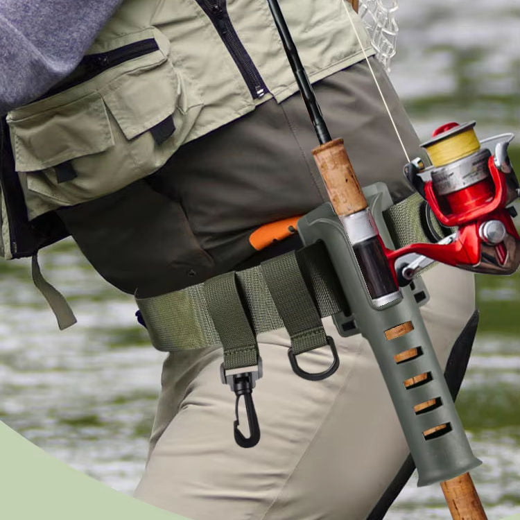 Dark Sea Green Adjustable Waist Fishing Rod Holder Belt Portable Hands-Free Fishing Rod Support MARKSMAN