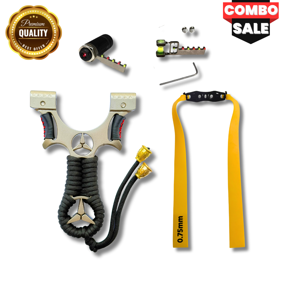 Gray Premium Benz Alloy Laser Slingshot – Precision Outdoor Target Shooting Catapult for newbies SLINGSTER