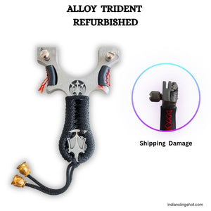 White Smoke Alloy Trident Refurbished Slingshot | 5 Rubber Bands MARKSMAN