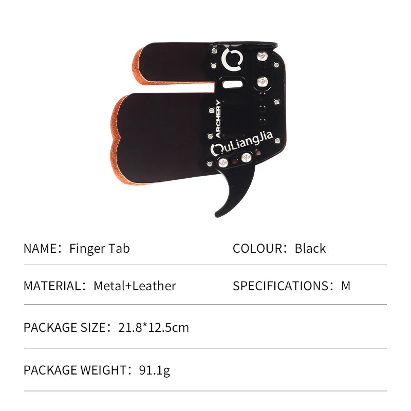 Gray SPG SL819 Leather & Aluminum Finger Tab – Archery Hand Protector SPG