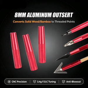 Black Archery 8mm Aluminum Arrow Outsert Adapter – Red STARCN