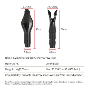 White Smoke 6.2mm Horseback Archery Arrow Nocks – PC Hard Plastic Nocks for Mounted & Recurve Bows STARCN