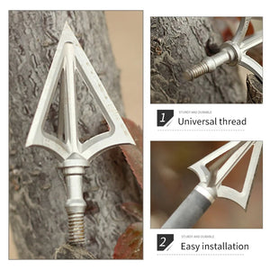 Dim Gray SPG SP-HA134 Stainless Steel 3-Blade Archery Arrow Tips | 100 Grain SPG