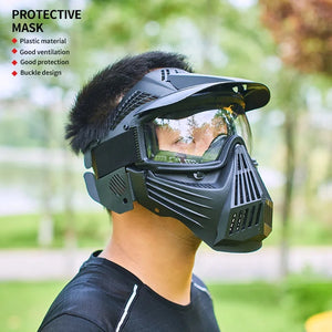 Dark Gray SPG Archery Paintball Full Face Mask – Breathable TPU Protective Helmet SPG