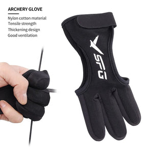 Dark Slate Gray SPG Archery Three Finger Glove – Nylon Cotton Leather Bow Glove SPG