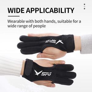Beige SPG Archery Three Finger Glove – Nylon Cotton Leather Bow Glove SPG
